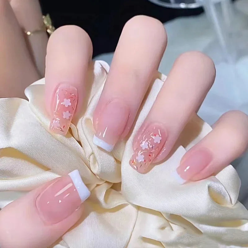 24pcs Coffee Milk Fake Nails Love Design False Nails