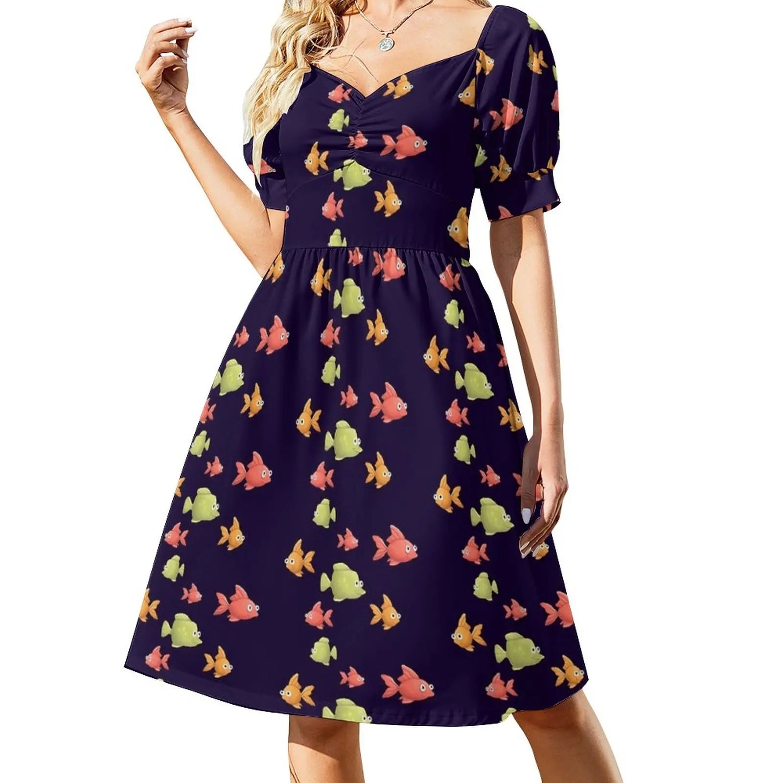 Tropical Marine Casual V Neck Elegant Printed Dress