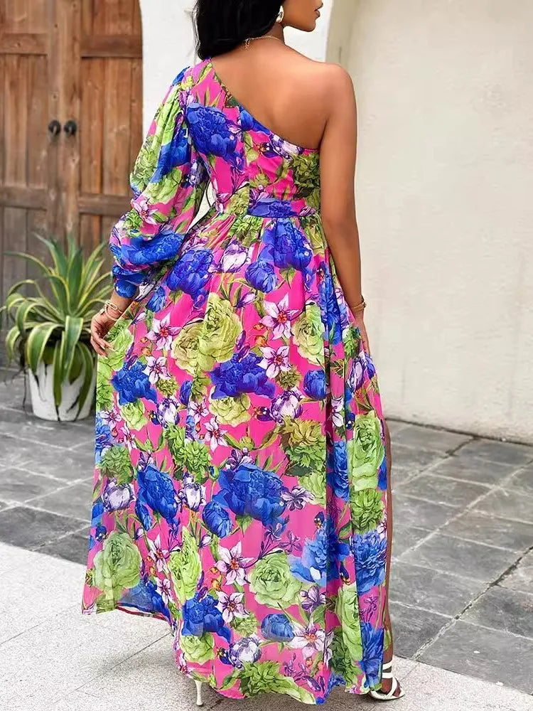 Fashion Sexy Off Shoulder Print Dress