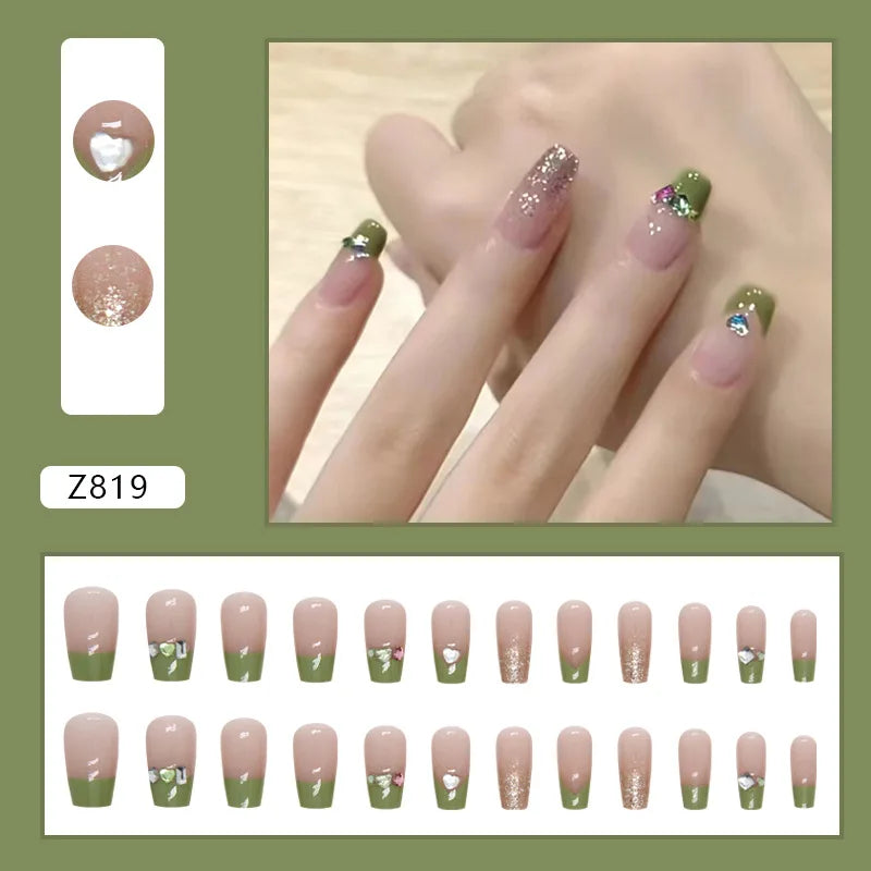 Shiny Diamond False Nails Manicure  24pcs Fake Nail