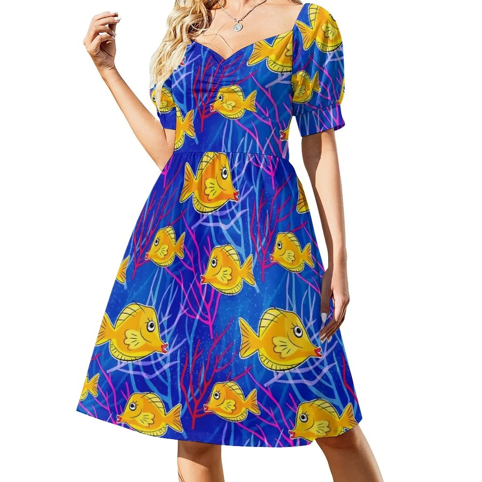 Tropical Marine Casual V Neck Elegant Printed Dress