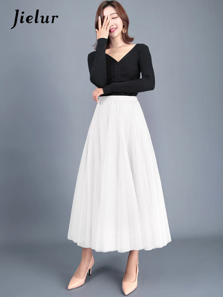 Autumn 3 Layers Princess Tulle Mesh Pleated Skirt