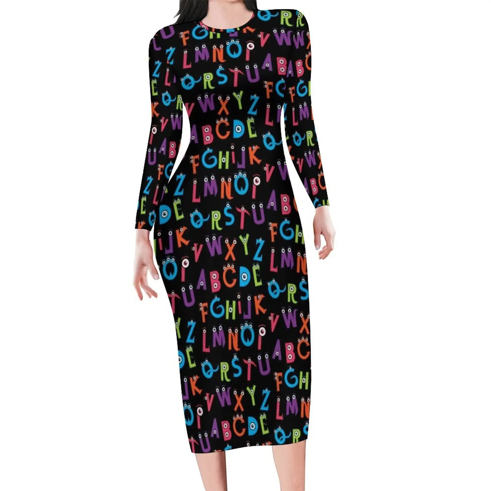 Funny Letter Print Nautical Signal Flags Bodycon Dress