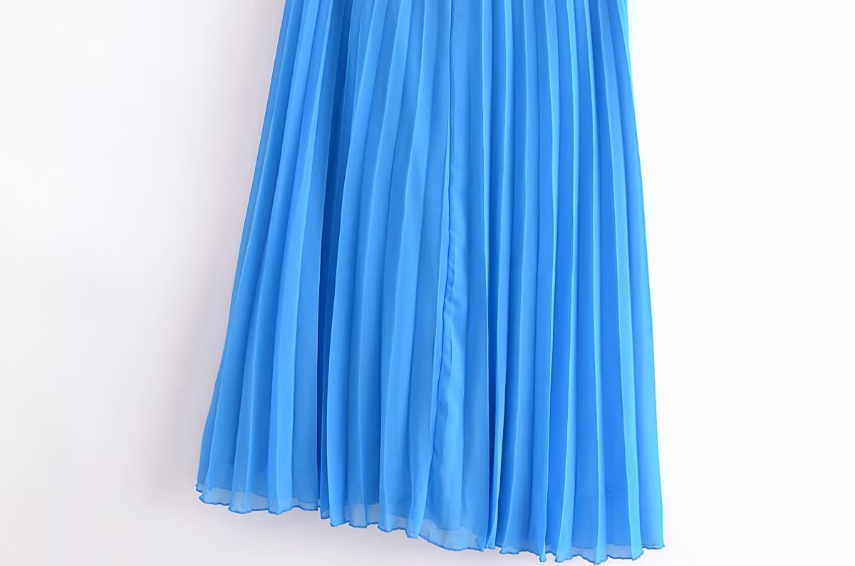 Summer Sexy  Solid  Pleated Elegant Halter Hollow Out Party Dress