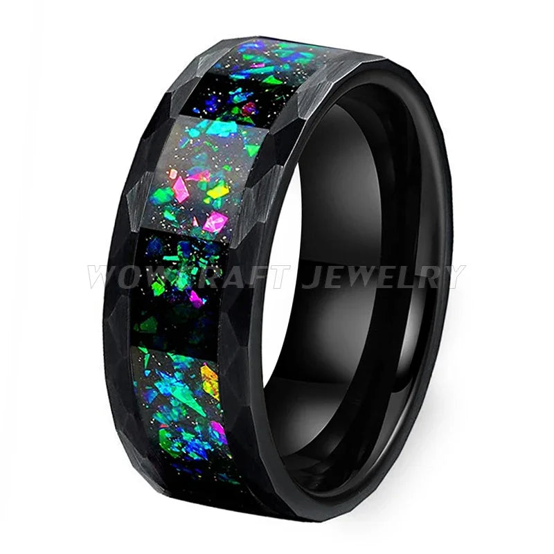 Hammered Tungsten Carbide Rings for Men Women Wedding Bands