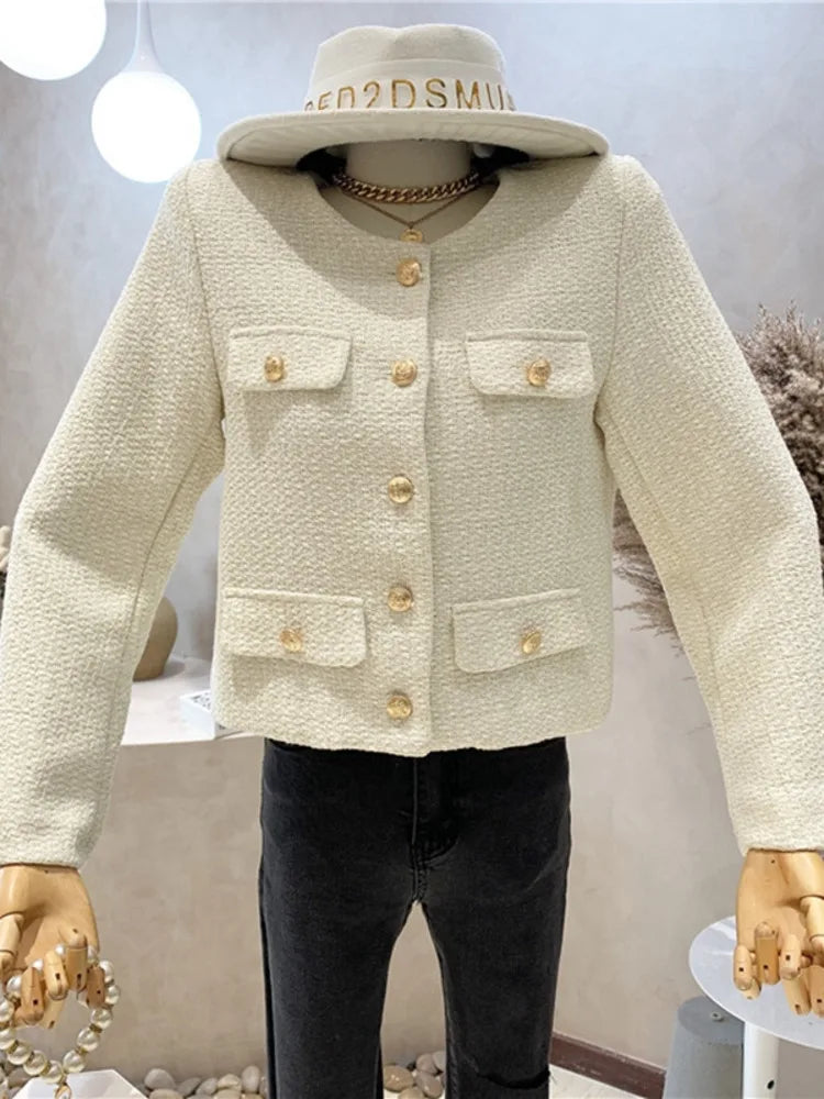 Autumn Winter Small Fragrant Tweed Jacket Coat