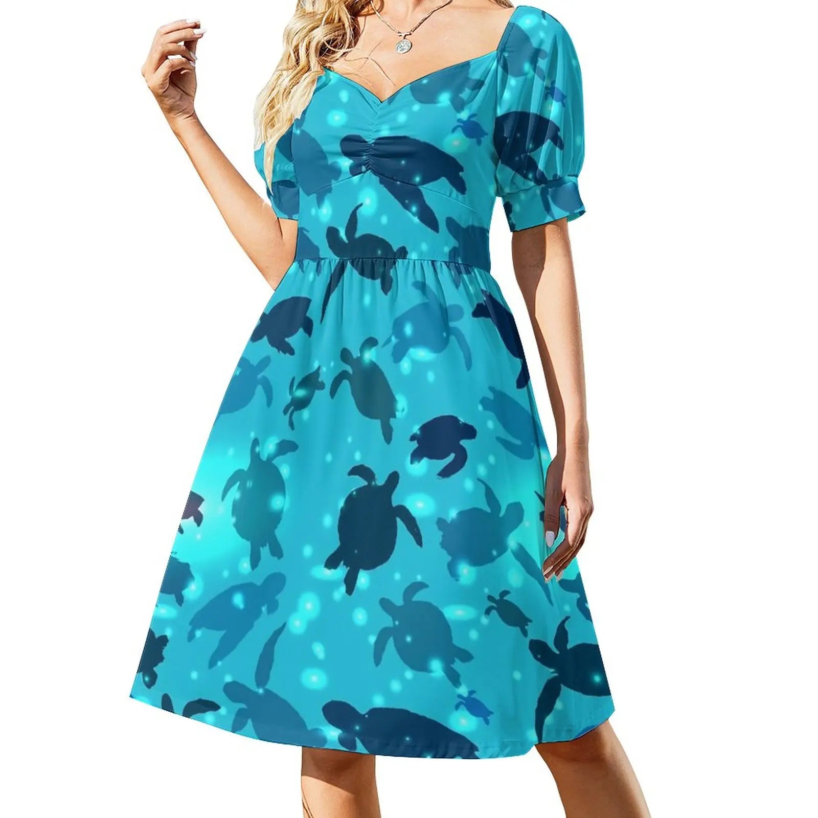 Tropical Marine Casual V Neck Elegant Printed Dress