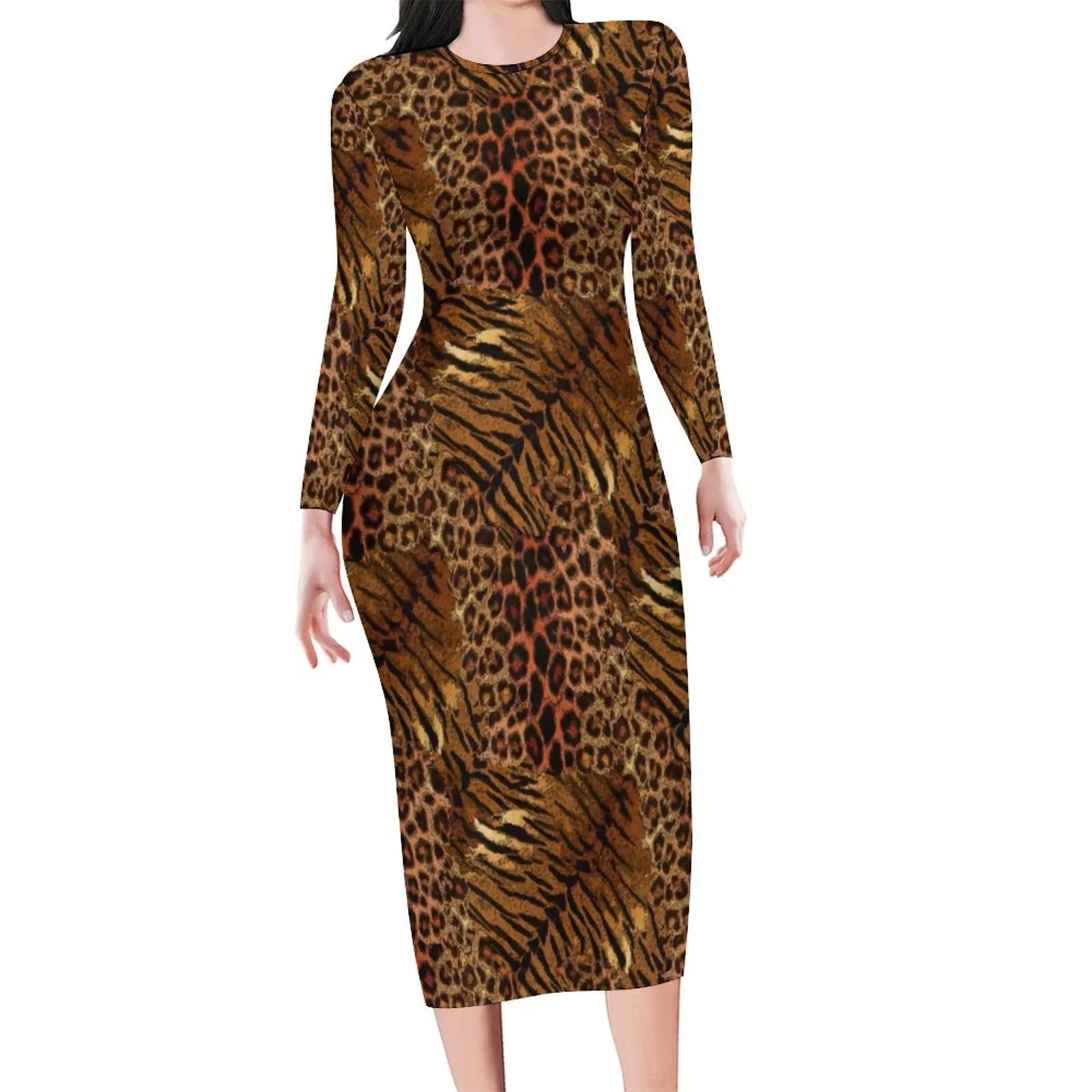 Autumn Leopard Print  Long SleeveDresses