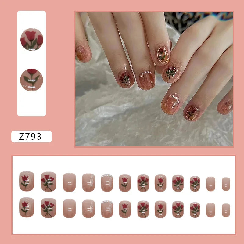 Shiny Diamond False Nails Manicure  24pcs Fake Nail