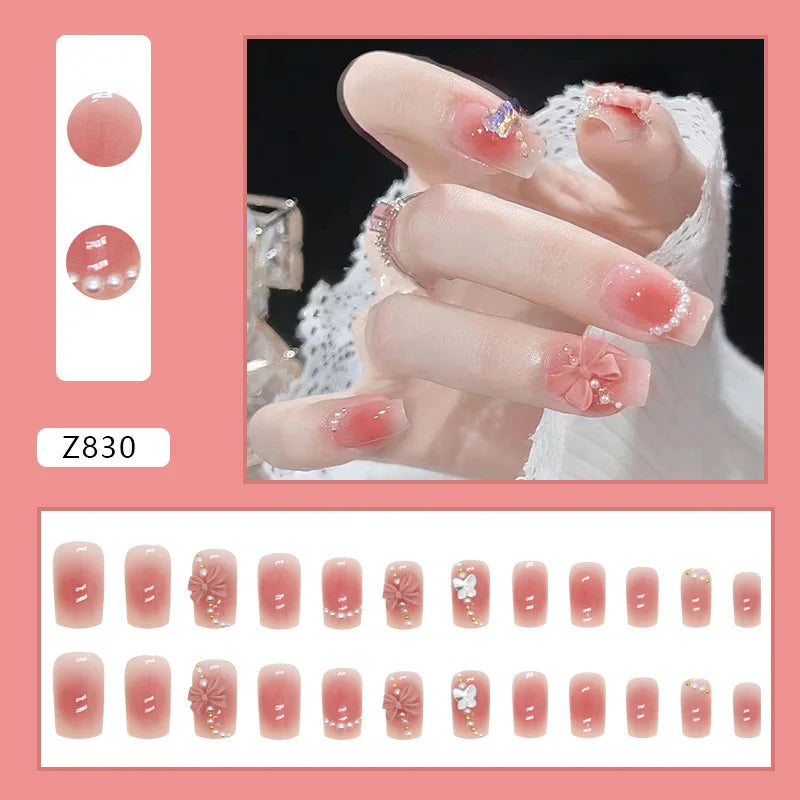 Shiny Diamond False Nails Manicure  24pcs Fake Nail