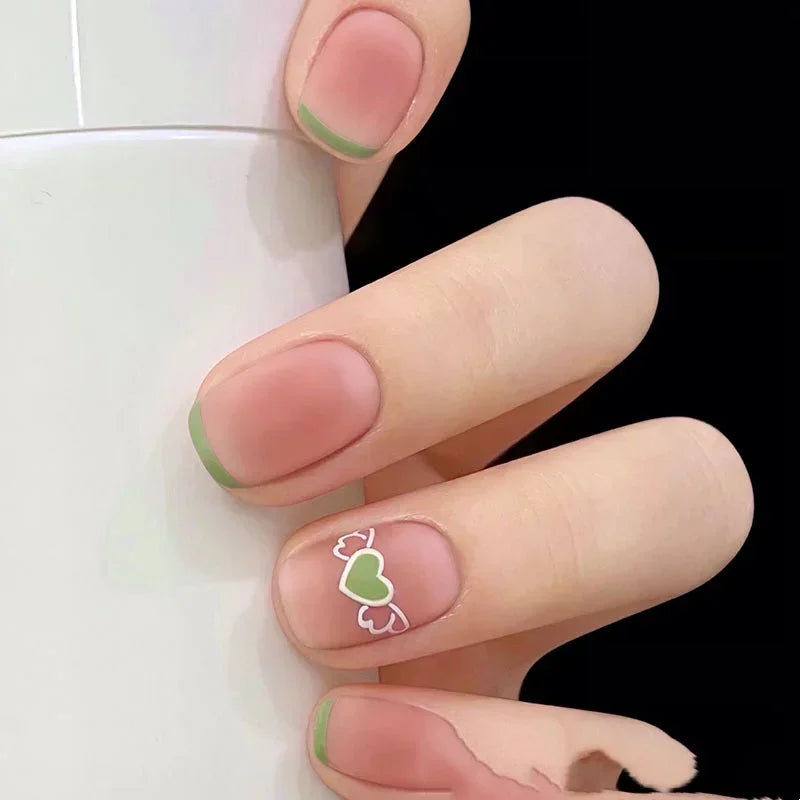 24pcs Coffee Milk Fake Nails Love Design False Nails