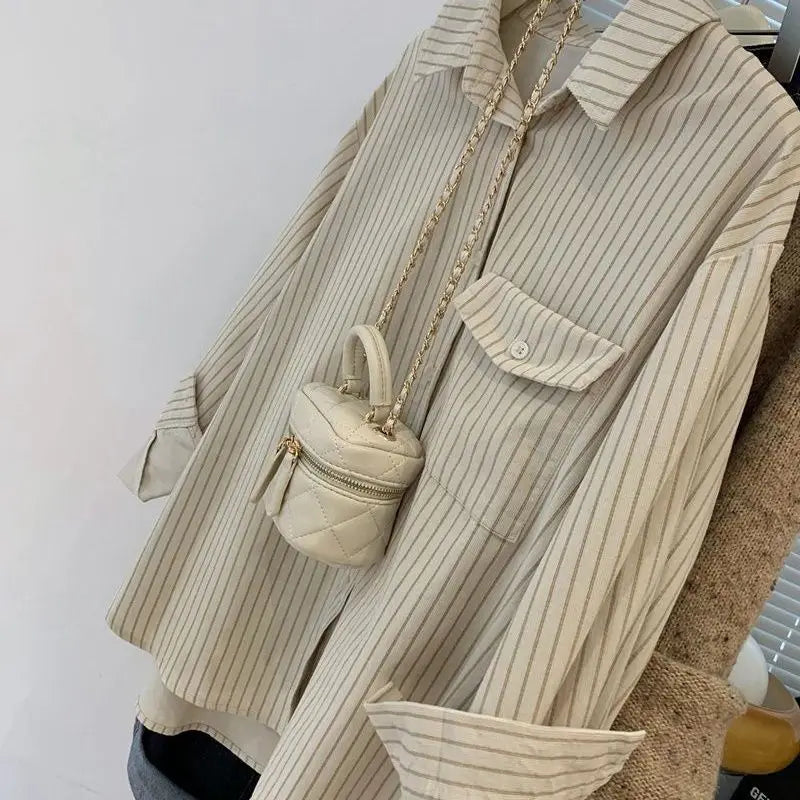 Spring Autumn Classic Striped Casual Streetwear Single Breasted Shirts