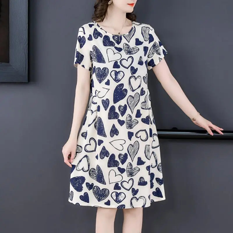 Spring Summer Loose Casual Short Sleeve Dress