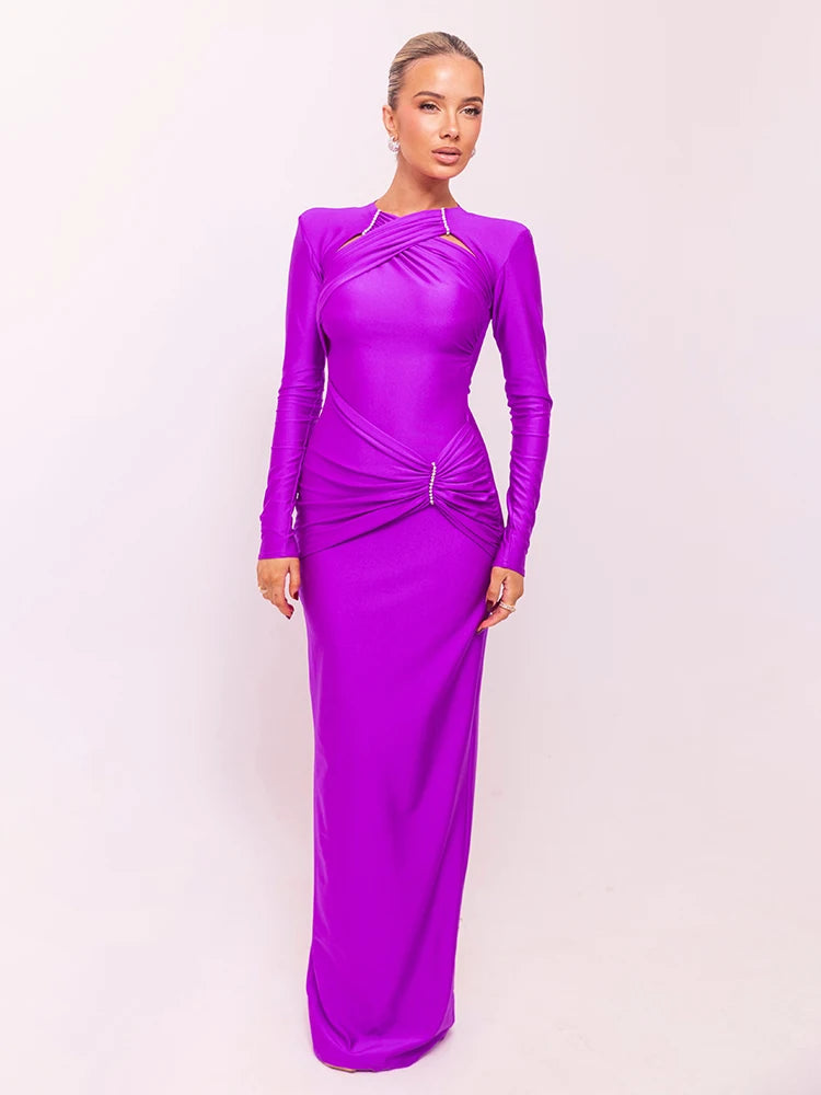 Hollow Out Long Sleeve Sexy Maxi Dress