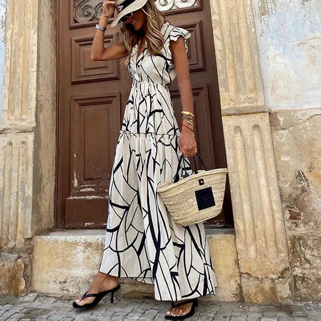 2024 Boho Print Casual Cool Loose Sleeveless Beach Long Dress