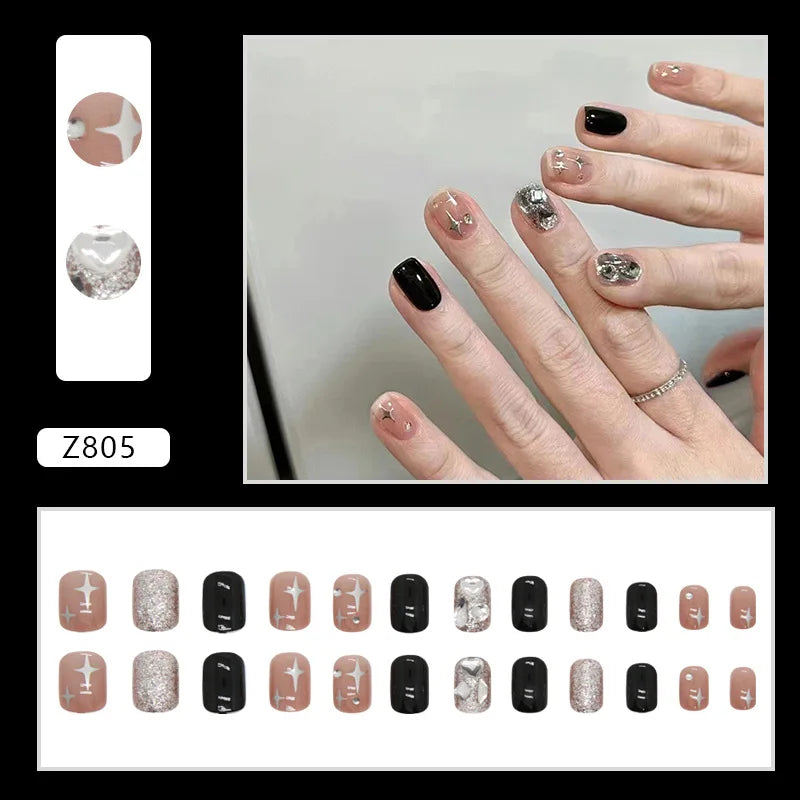 Shiny Diamond False Nails Manicure  24pcs Fake Nail