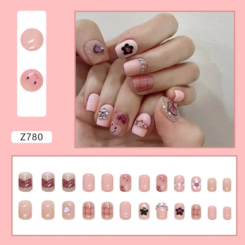 Shiny Diamond False Nails Manicure  24pcs Fake Nail