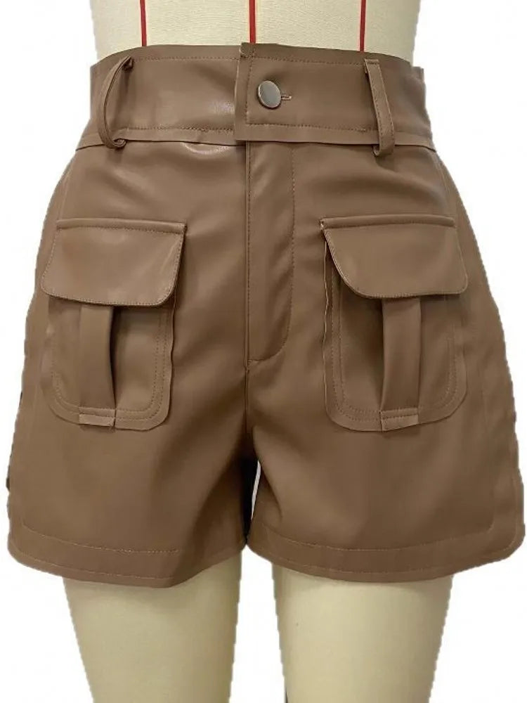 Cargo Faux Leather Shorts