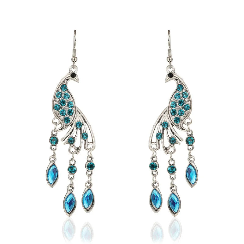 Bohemian Ethnic Long Blue Acrylic Crystal Water Drop Earrings