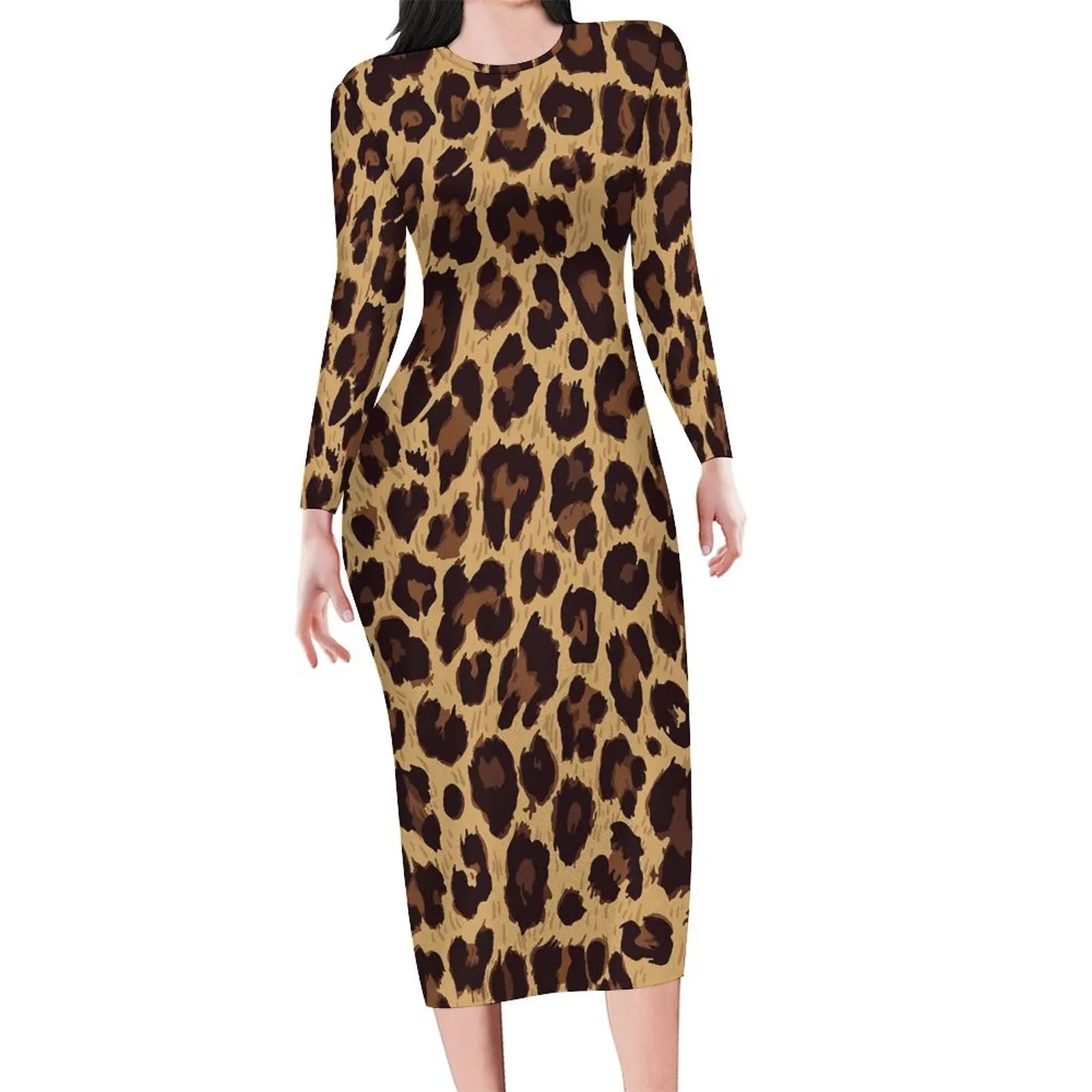 Autumn Leopard Print  Long SleeveDresses