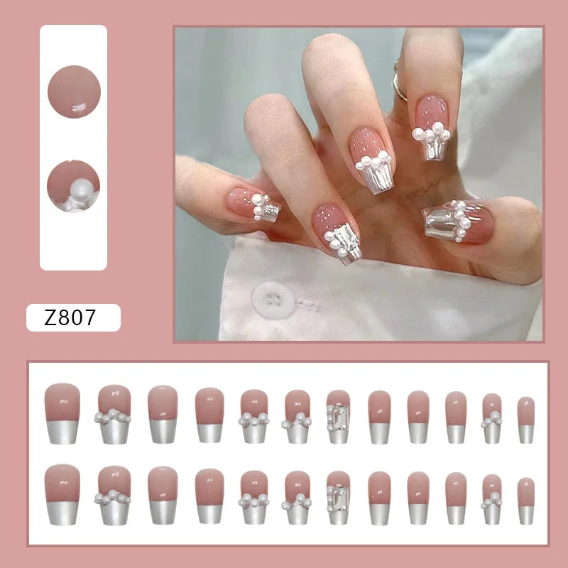 Shiny Diamond False Nails Manicure  24pcs Fake Nail