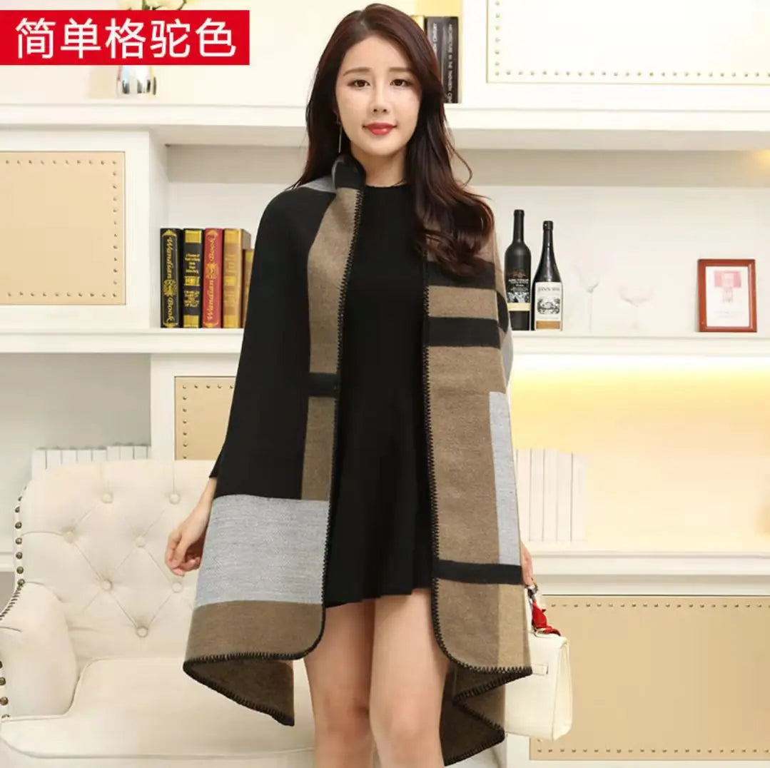 Luxury Shawl Outer Wear Thickened Cashmere High-end Autumn and Winter Scarf Dual-use 2023 New Cloak Coat