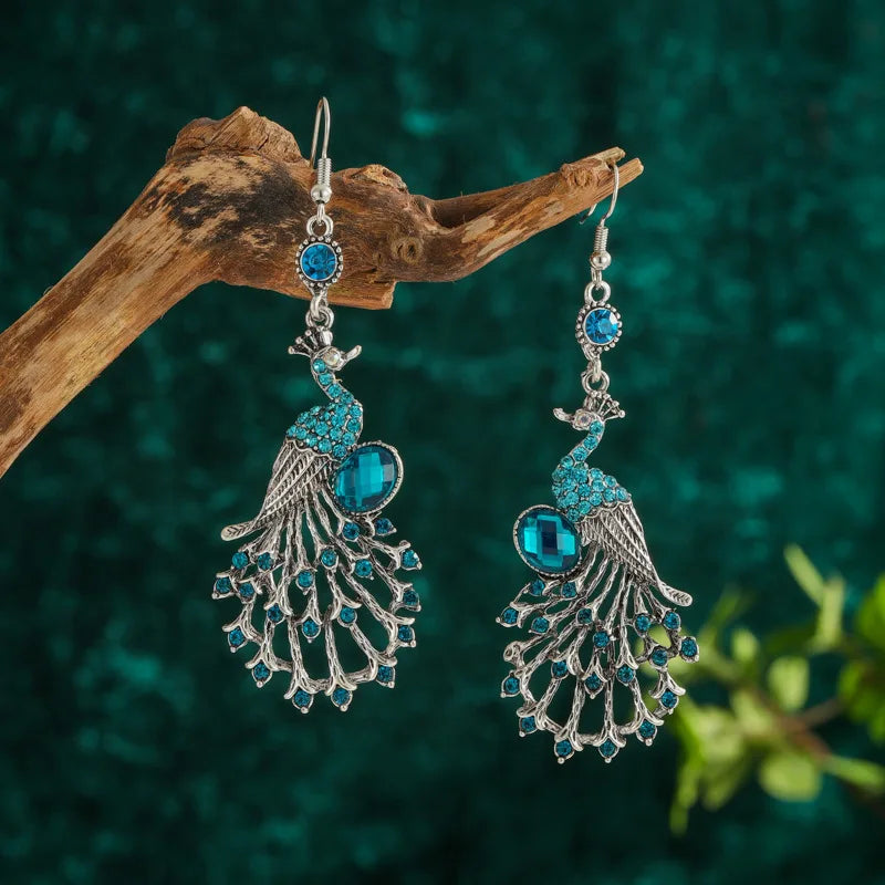 Bohemian Ethnic Long Blue Acrylic Crystal Water Drop Earrings