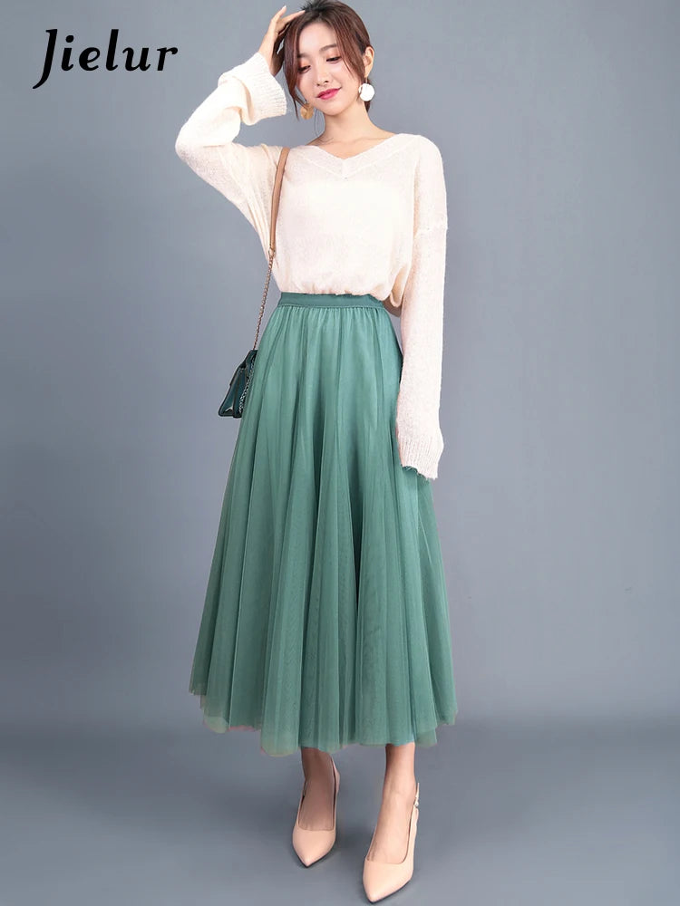 Autumn 3 Layers Princess Tulle Mesh Pleated Skirt