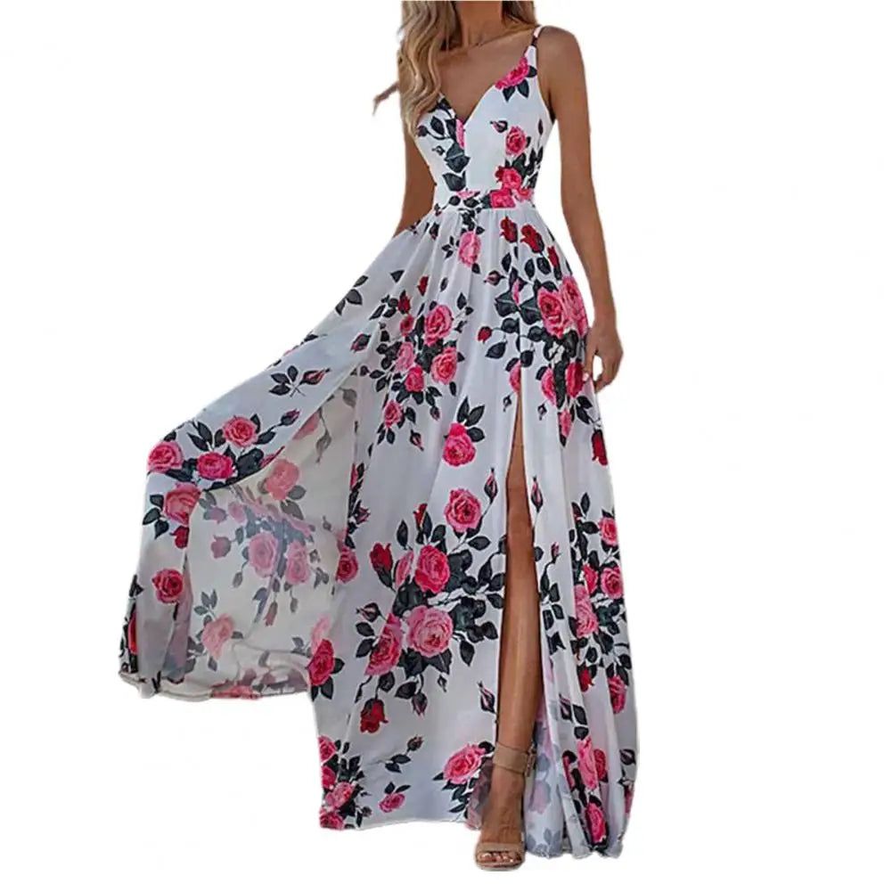 Split Large Hem Floor-Length  StylishSleeveless Sling Party Long Dress