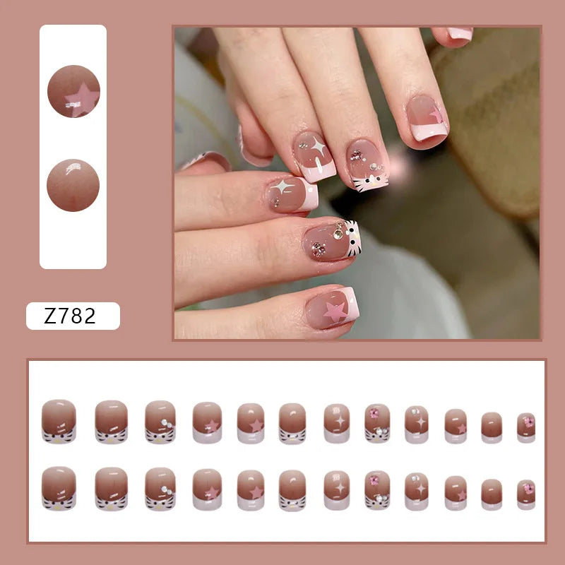 Shiny Diamond False Nails Manicure  24pcs Fake Nail