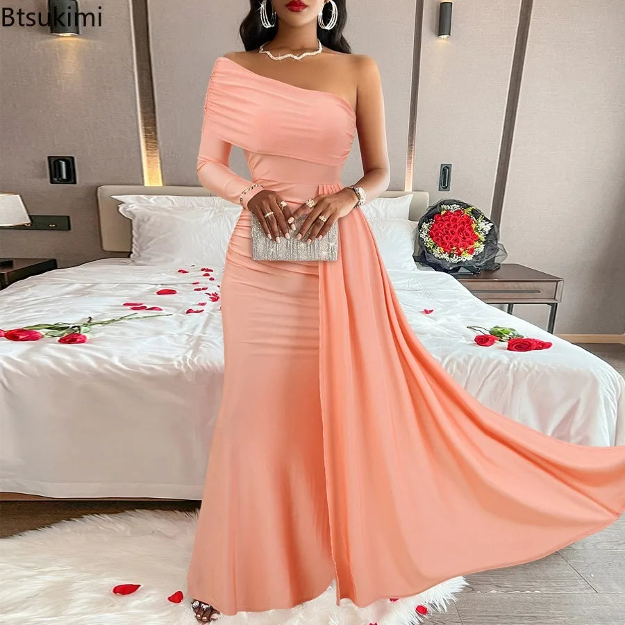 2025 Sexy and Elegant Backless Sleeveless Off Shoulder Maxi Dress