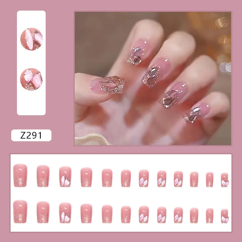 Shiny Diamond False Nails Manicure  24pcs Fake Nail