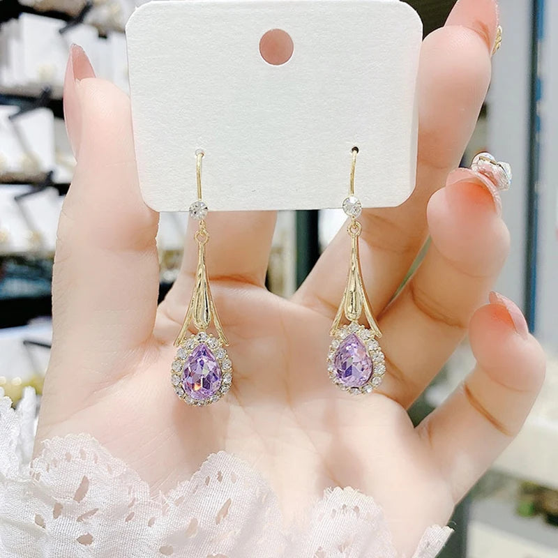 Fashion Blue Crystal Drop Earrings