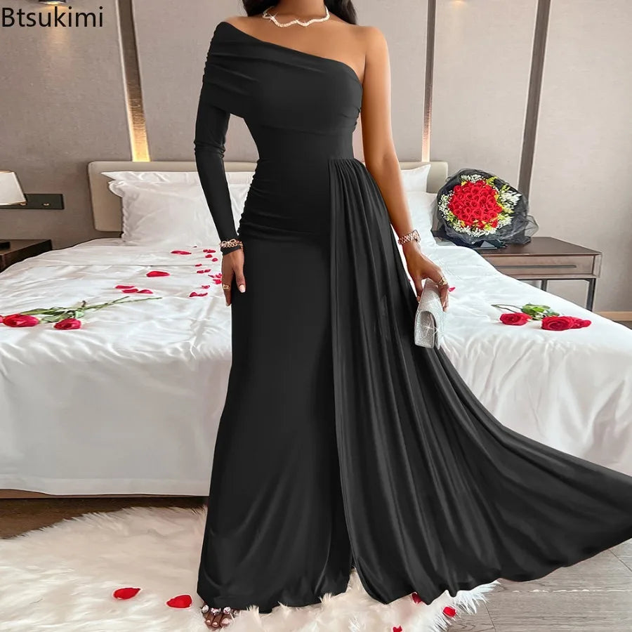 2025 Sexy and Elegant Backless Sleeveless Off Shoulder Maxi Dress