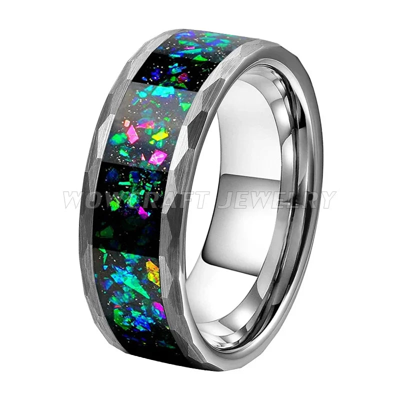 Hammered Tungsten Carbide Rings for Men Women Wedding Bands