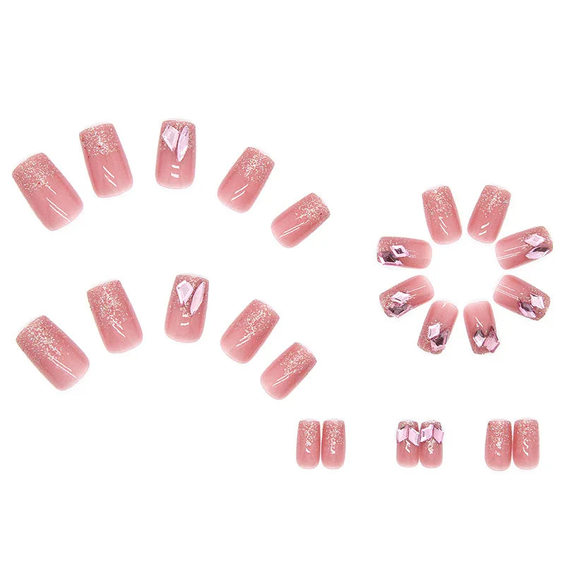 Shiny Diamond False Nails Manicure  24pcs Fake Nail