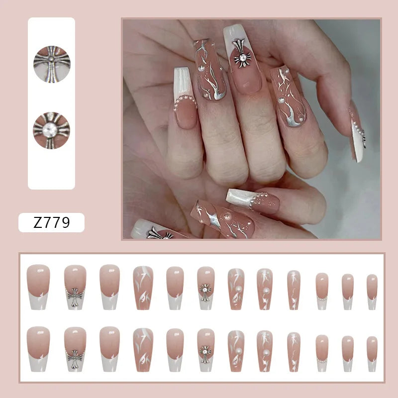 Shiny Diamond False Nails Manicure  24pcs Fake Nail