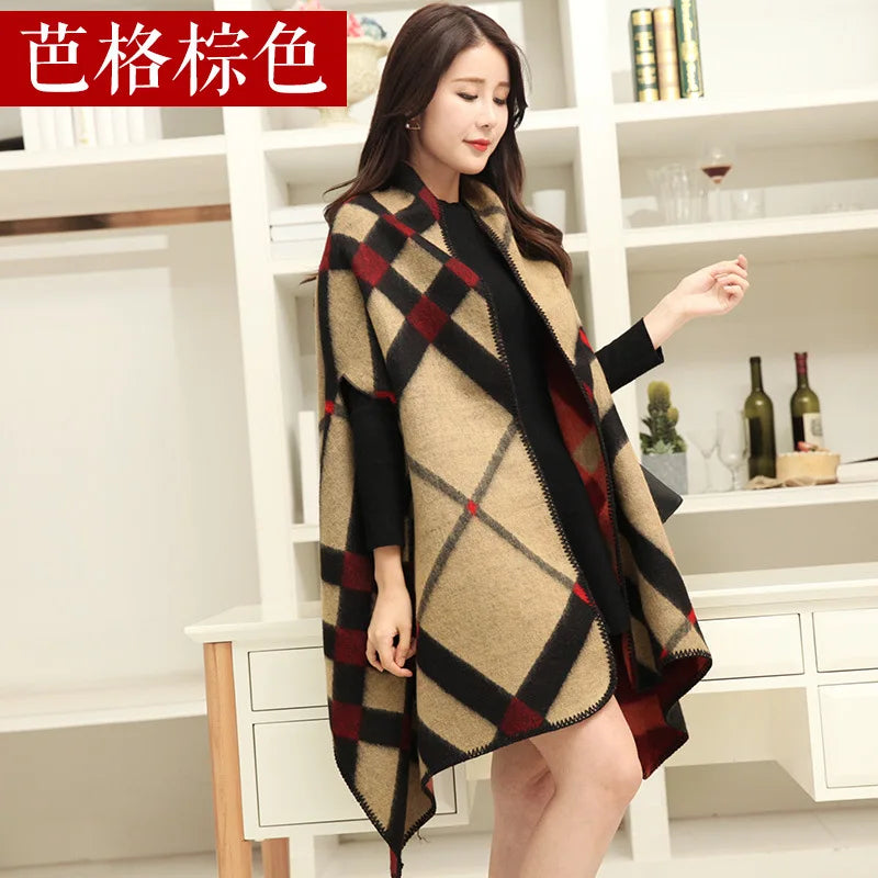 Luxury Shawl Outer Wear Thickened Cashmere High-end Autumn and Winter Scarf Dual-use 2023 New Cloak Coat