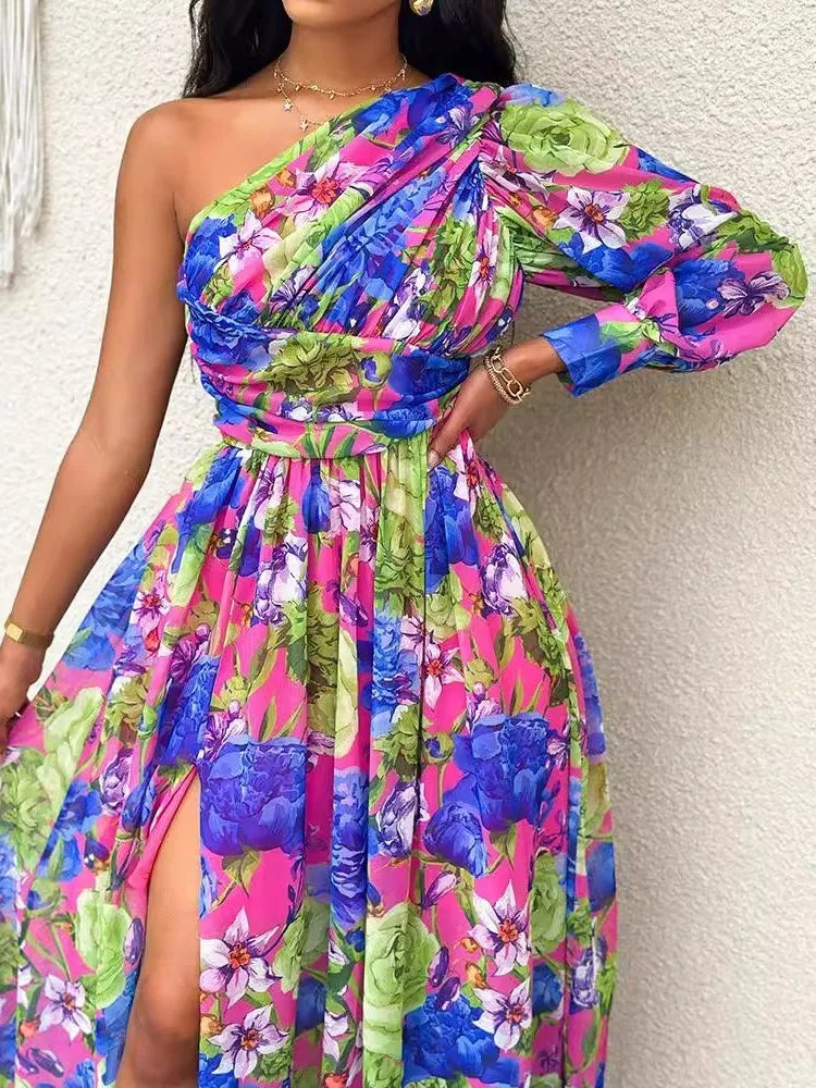 Fashion Sexy Off Shoulder Print Dress