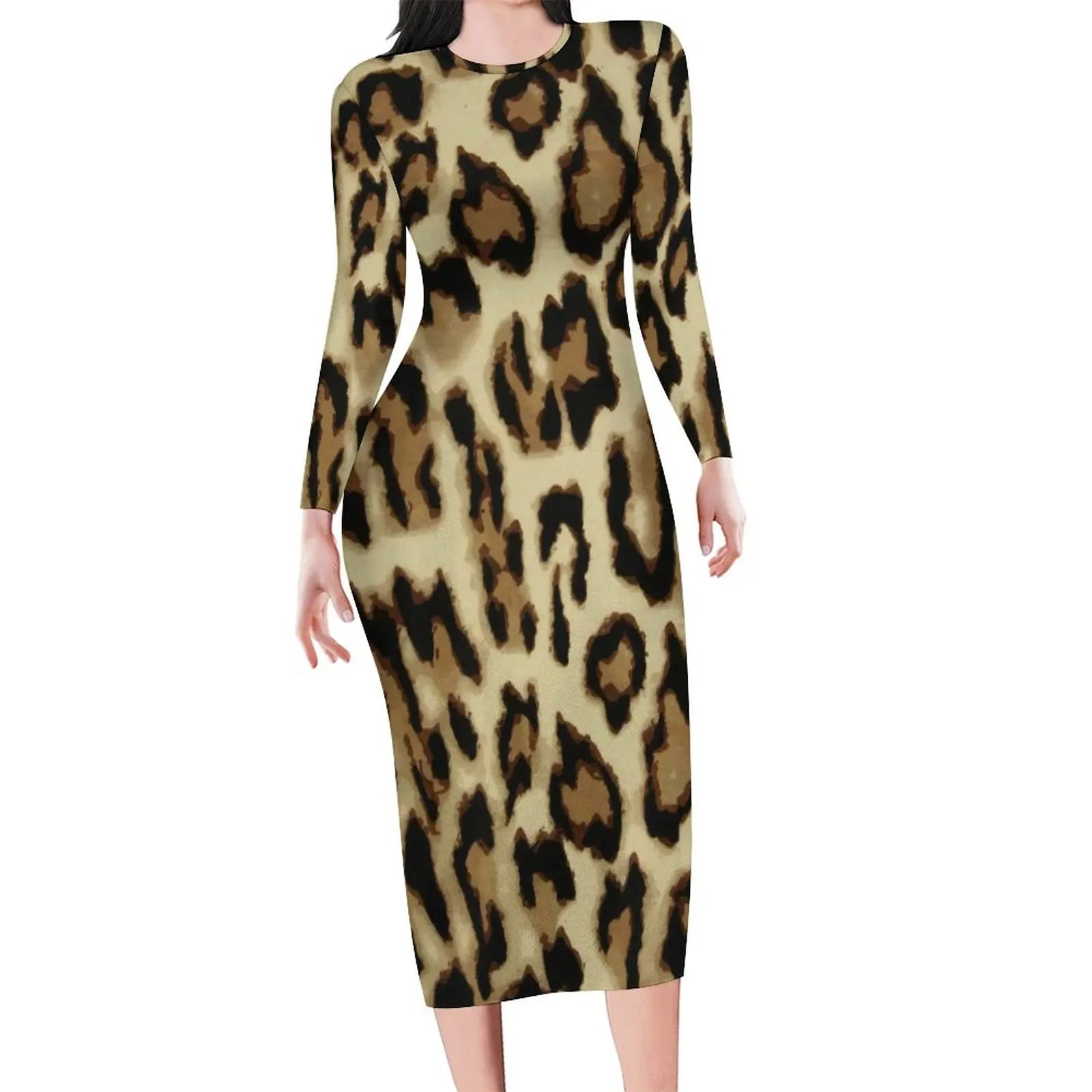 Autumn Leopard Print  Long SleeveDresses