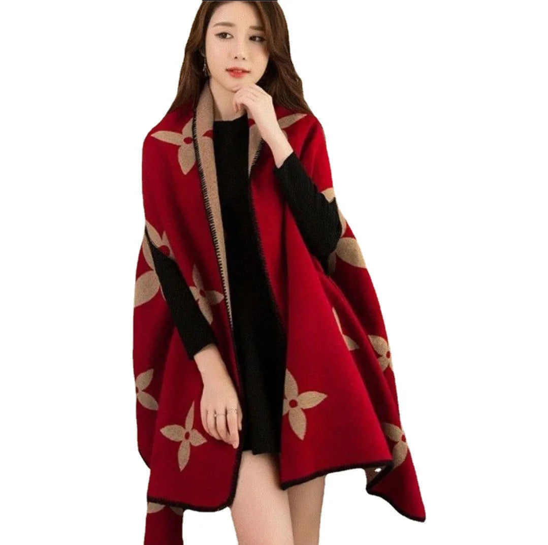 Luxury Shawl Outer Wear Thickened Cashmere High-end Autumn and Winter Scarf Dual-use 2023 New Cloak Coat