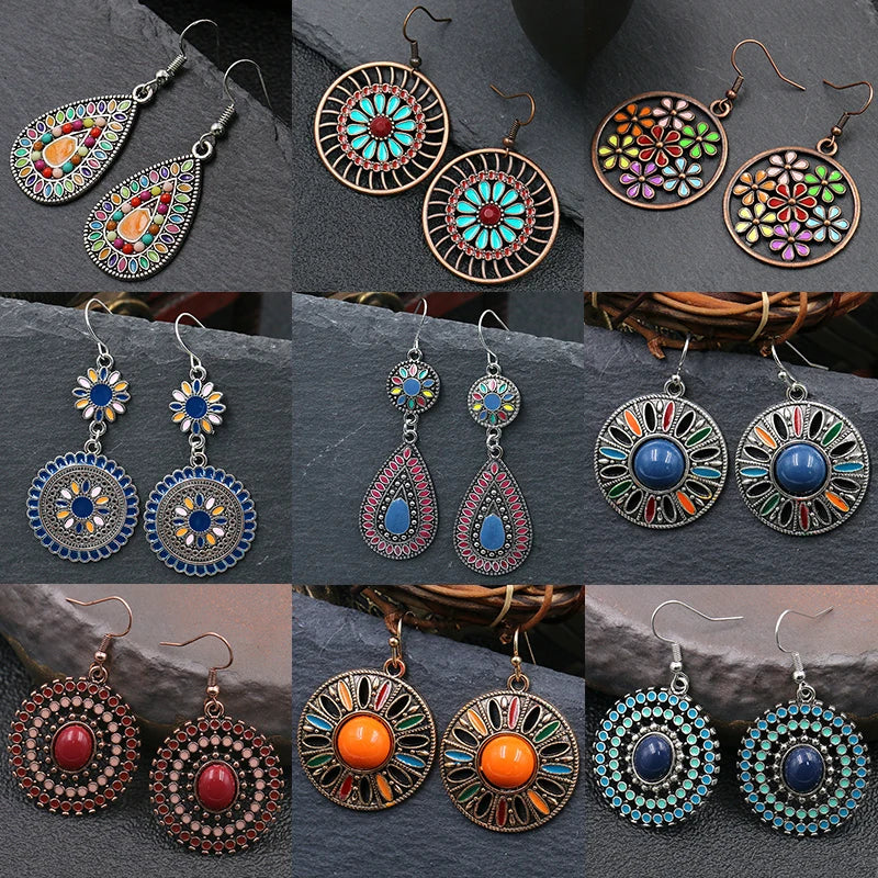 Ethnic Boho Colorful Enamel Earrings