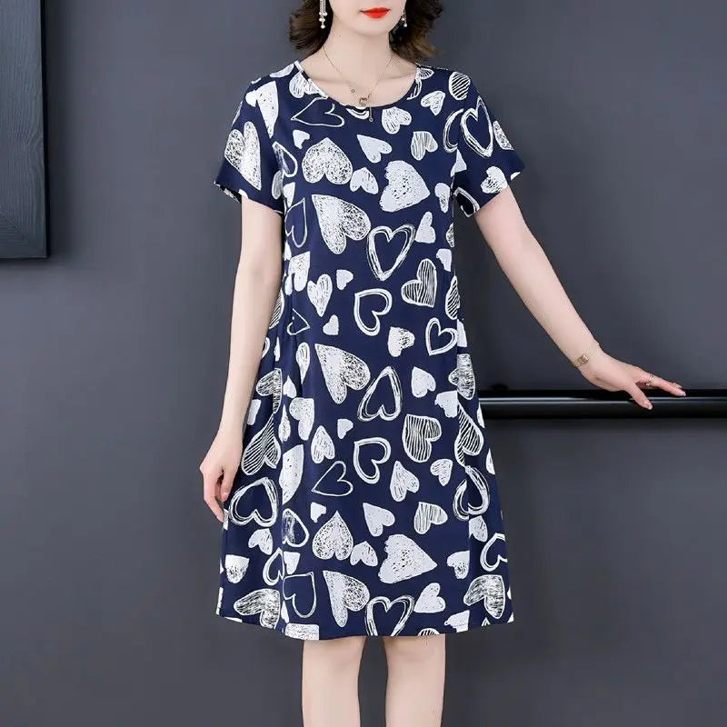 Spring Summer Loose Casual Short Sleeve Dress