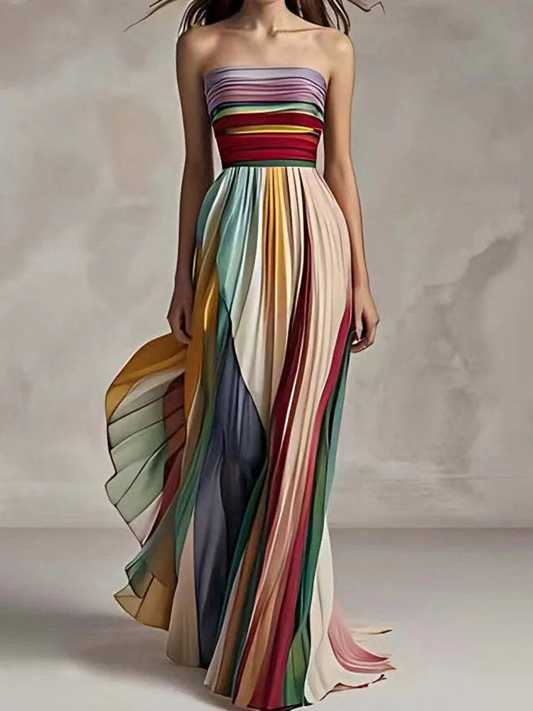 Summer Printing Patchwork Maxi Dress