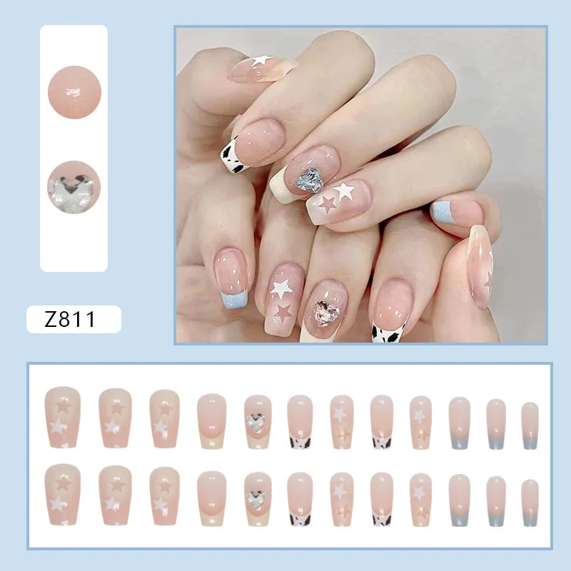 Shiny Diamond False Nails Manicure  24pcs Fake Nail