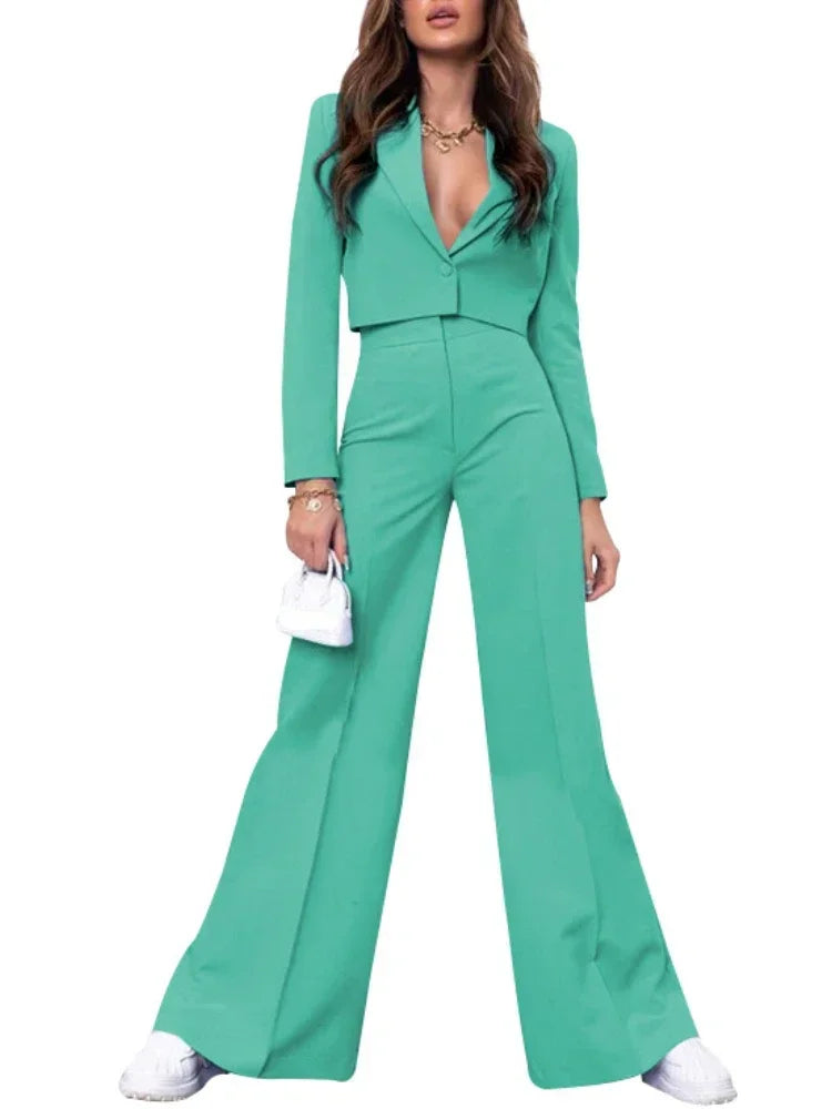 Cropped Blazer and High Waist High Waist Pant Sets