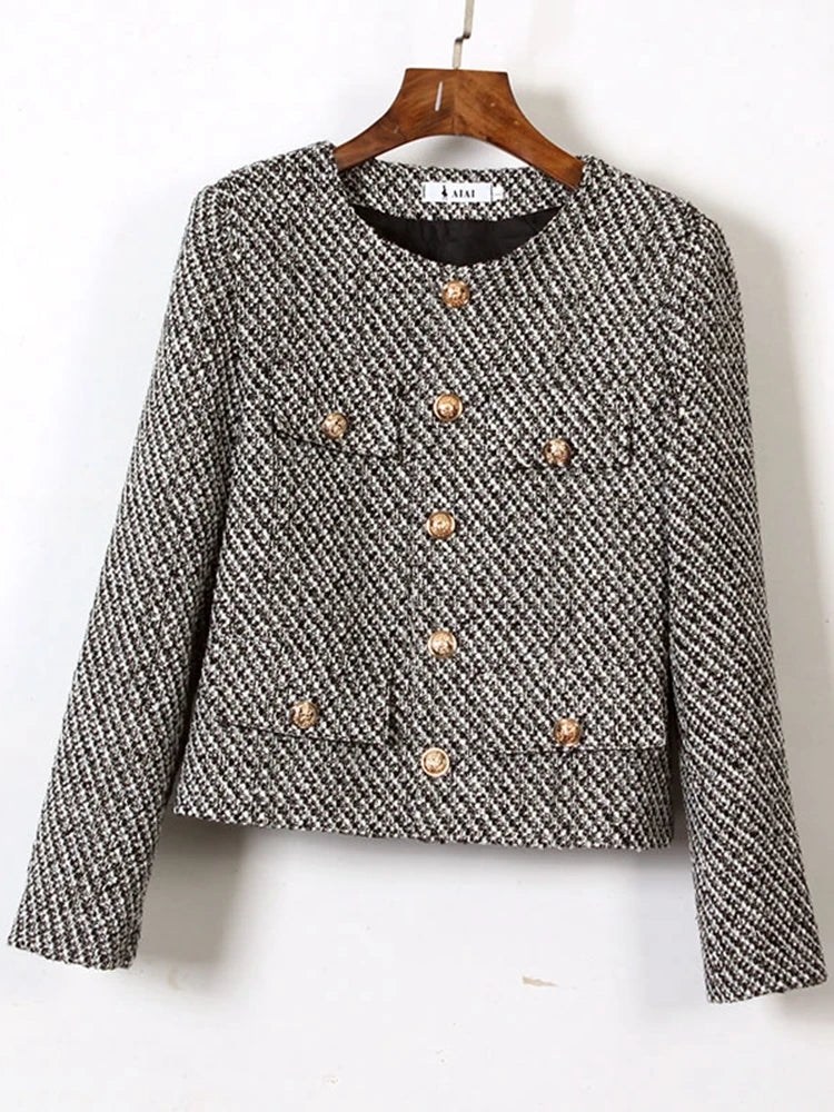 Autumn Winter Small Fragrant Tweed Jacket Coat