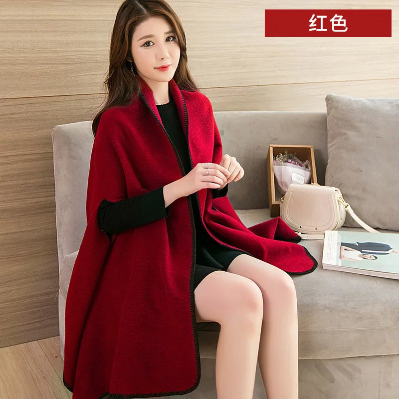 Luxury Shawl Outer Wear Thickened Cashmere High-end Autumn and Winter Scarf Dual-use 2023 New Cloak Coat