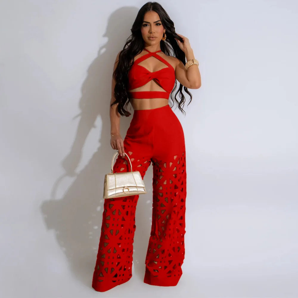 2024 Sexy Crop Tops Two Piece Pant Set