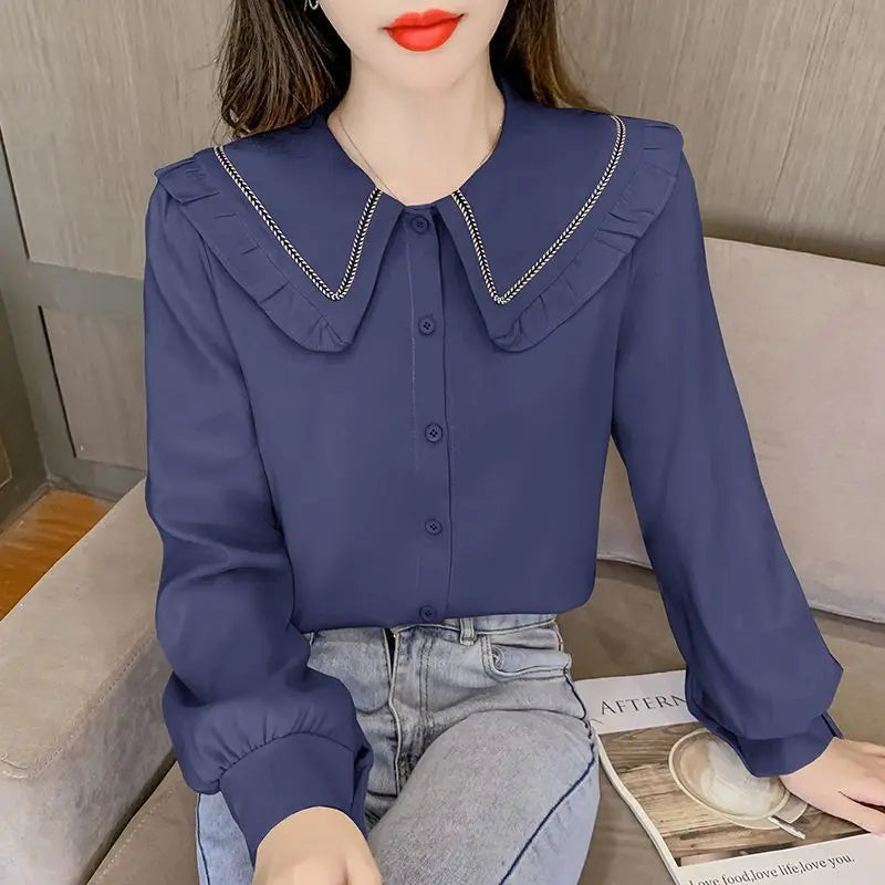 New Fashionable Doll Collar French Style Shirt